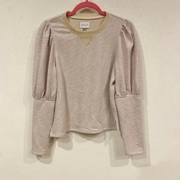 Saylor Addy Metallic Puff Sleeve Sweatshirt Size Large EUC - Picture 2 of 4